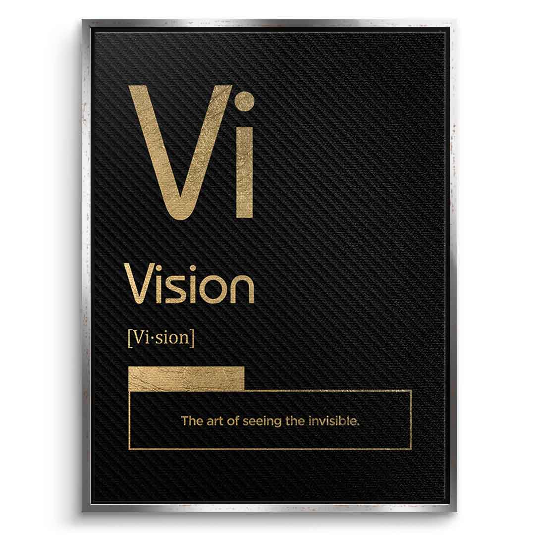 DOTCOMCANVAS® Vision (Vi) Leinwandbild Version Schwarz – Vorderansicht Schwarzer Rahmen
