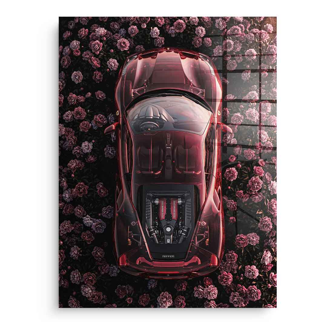 DOTCOMCANVAS® Ferrari in flowers Acrylglasbild – Hauptansicht