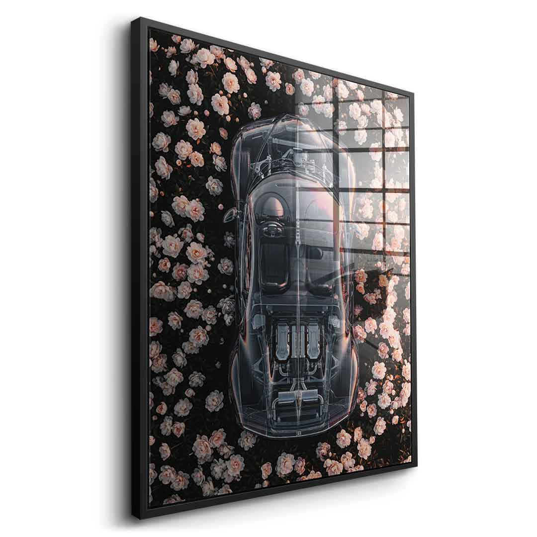 DOTCOMCANVAS® Bugatti in flowers Acrylglasbild – Detailansicht