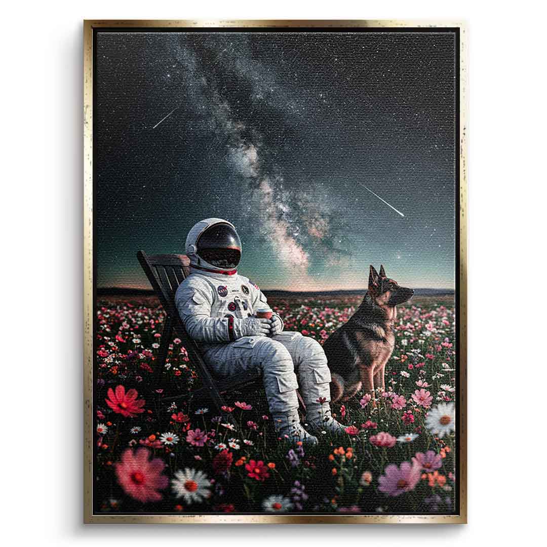 DOTCOMCANVAS® Astronaut's Silent Night Leinwandbild – Rahmenansicht