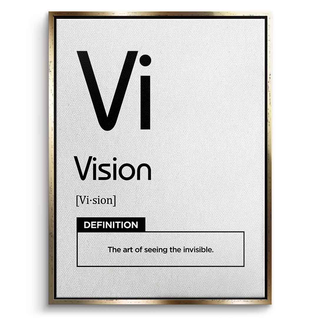 DOTCOMCANVAS® Vision (Vi) Leinwandbild Version Weiß – Vorderansicht Goldener Rahmen