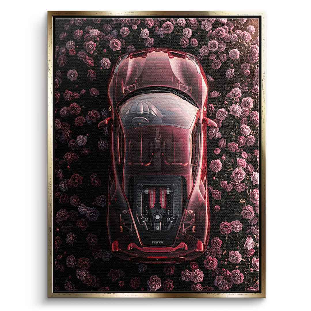 DOTCOMCANVAS® Ferrari in flowers Leinwandbild – Detailansicht