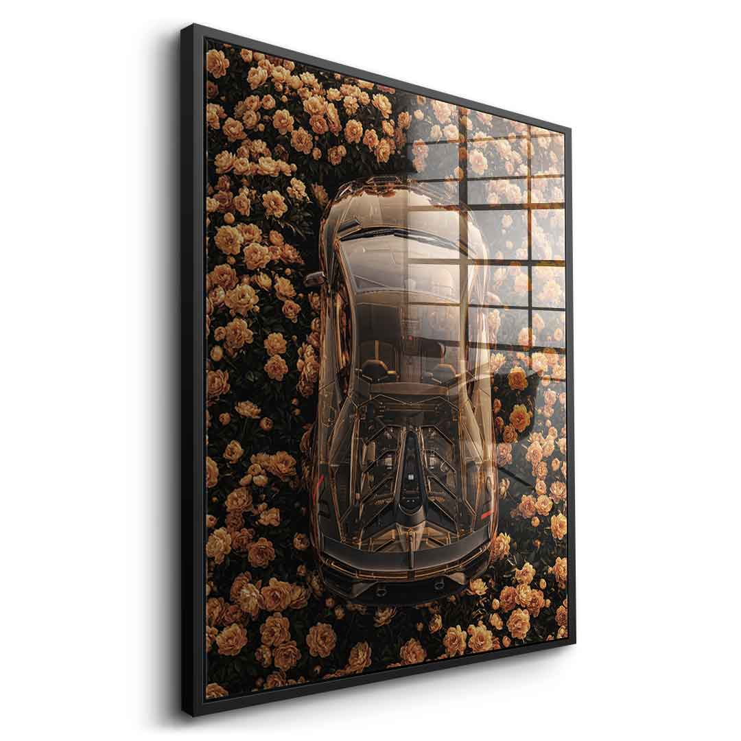 DOTCOMCANVAS® Lamborgini in flowers Acrylglasbild – Detailansicht
