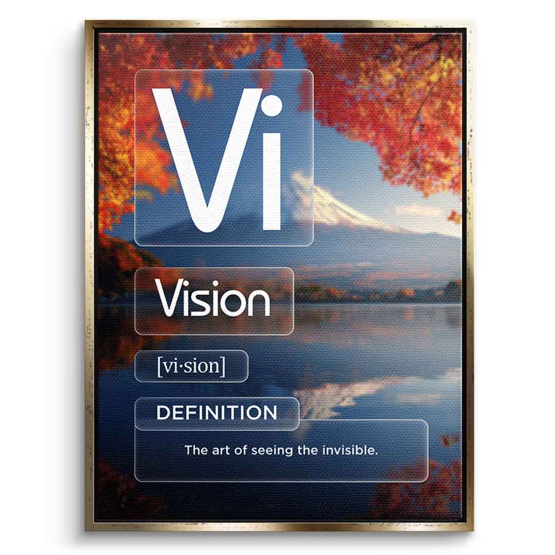 DOTCOMCANVAS® Vision (Vi) Leinwandbild Version Farbig – Vorderansicht Goldener Rahmen