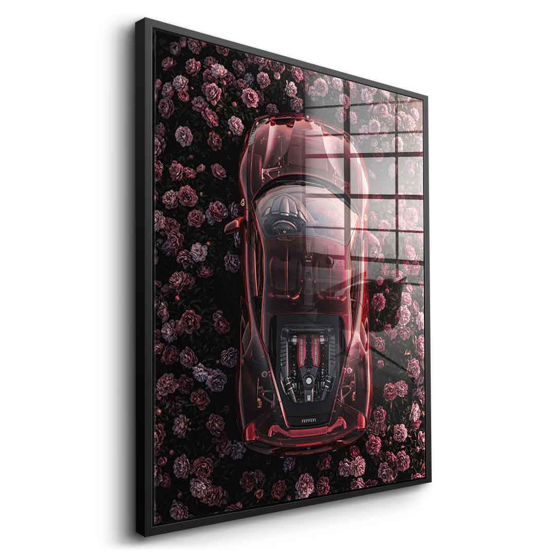 DOTCOMCANVAS® Ferrari in flowers Acrylglasbild – Detailansicht