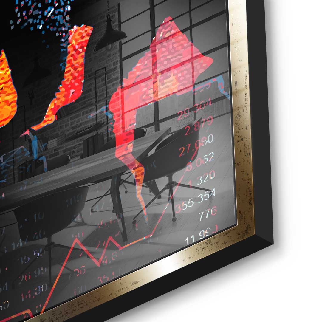 Bull Fights Bear - Acrylic Glass