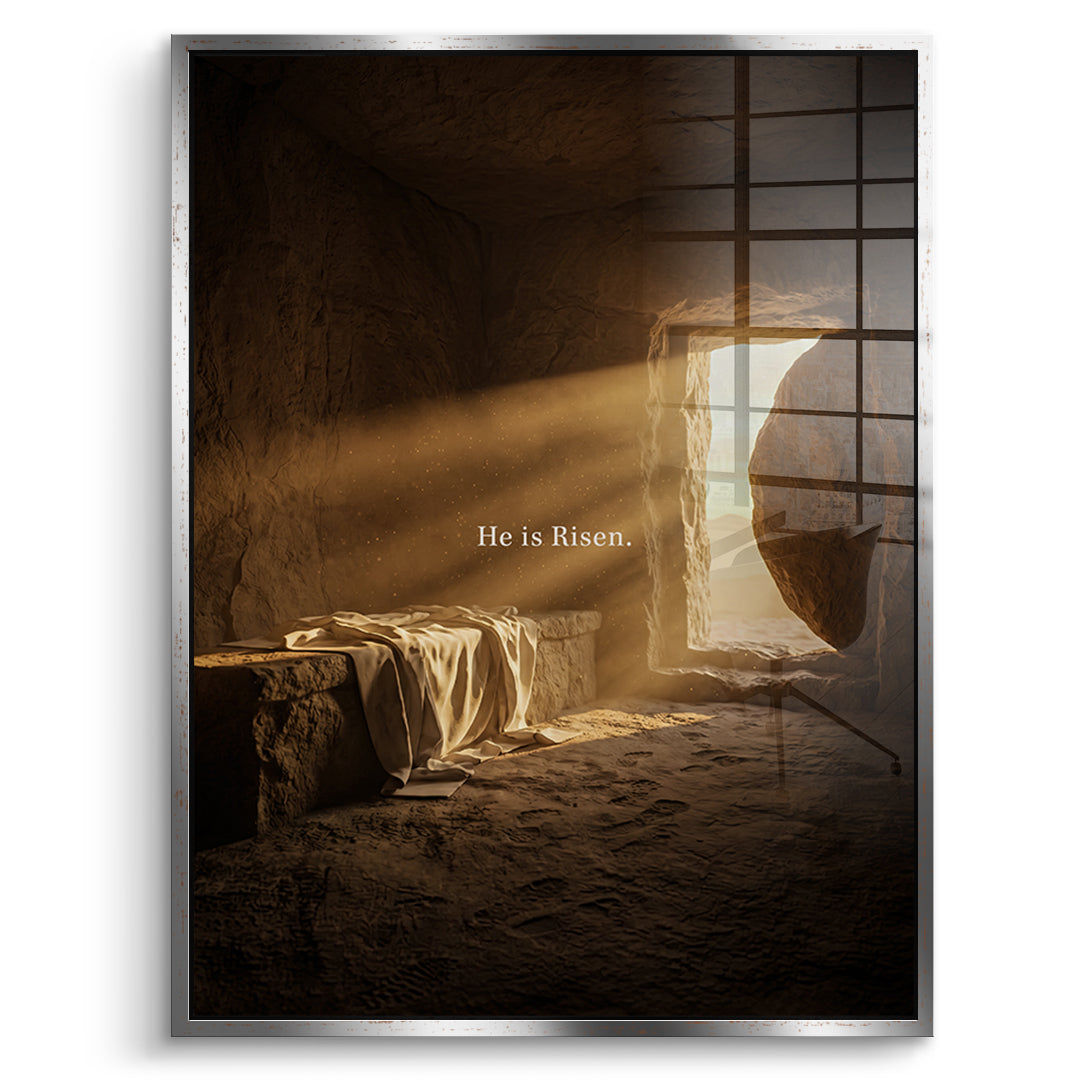 He is Risen Acrylglasbild Silber Rahmen