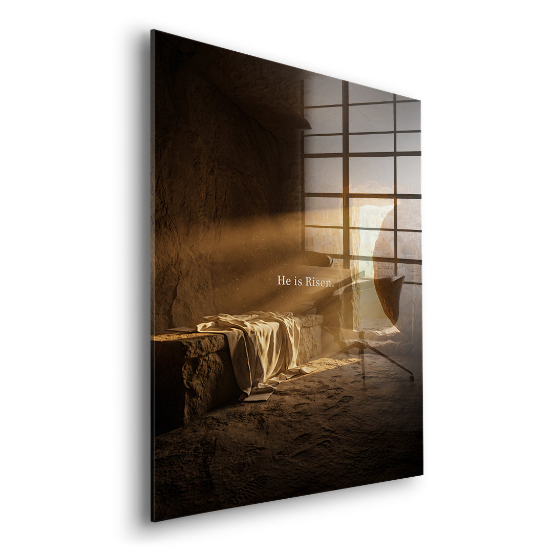 He is Risen Acrylglasbild Seitenansicht