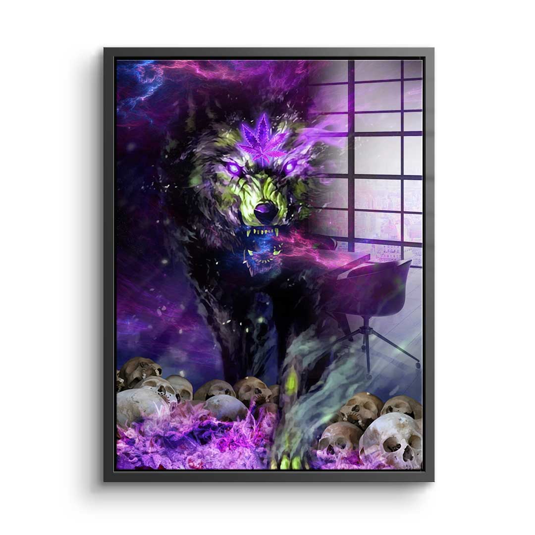 Acrylic glass picture Cannabis Wolf