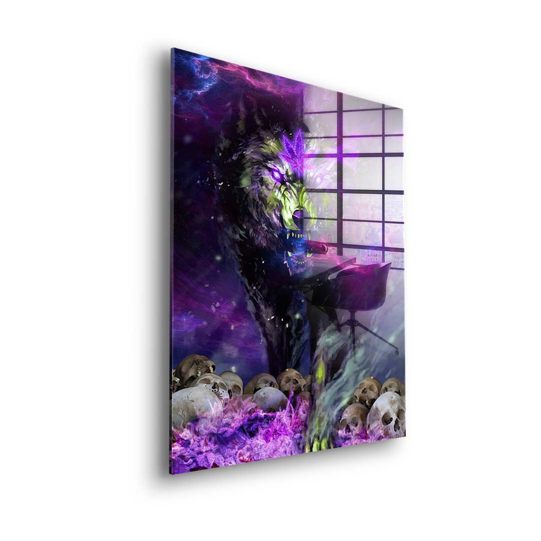 Acrylic glass picture Cannabis Wolf
