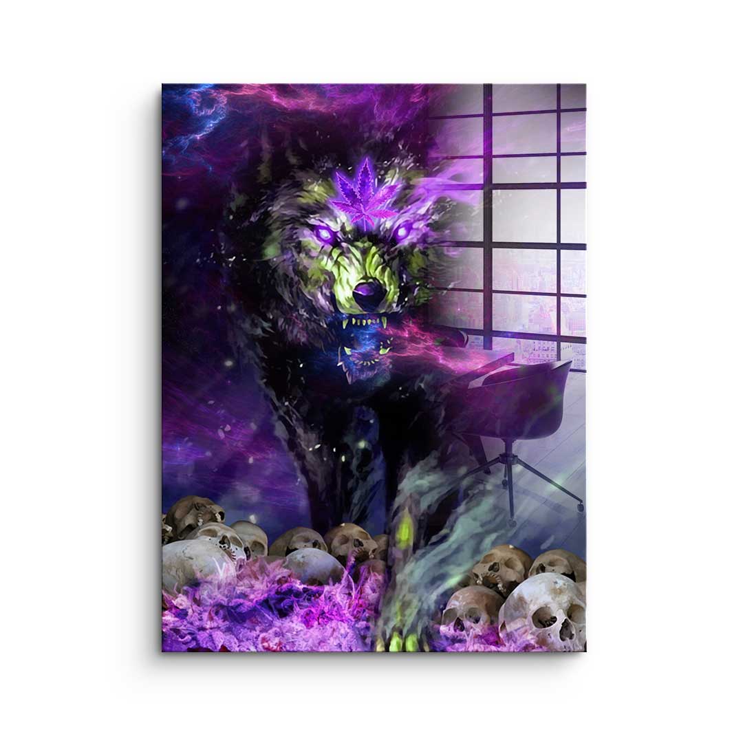 Acrylic glass picture Cannabis Wolf