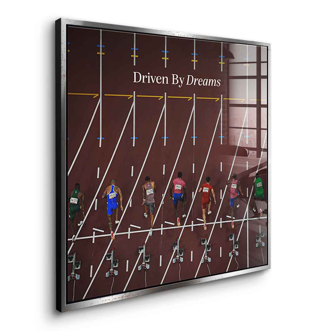 Driven by dreams #Athletics - Quadrat Edition - Acrylglasbild