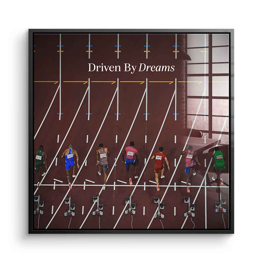 Driven by dreams #Athletics - Quadrat Edition - Acrylglasbild