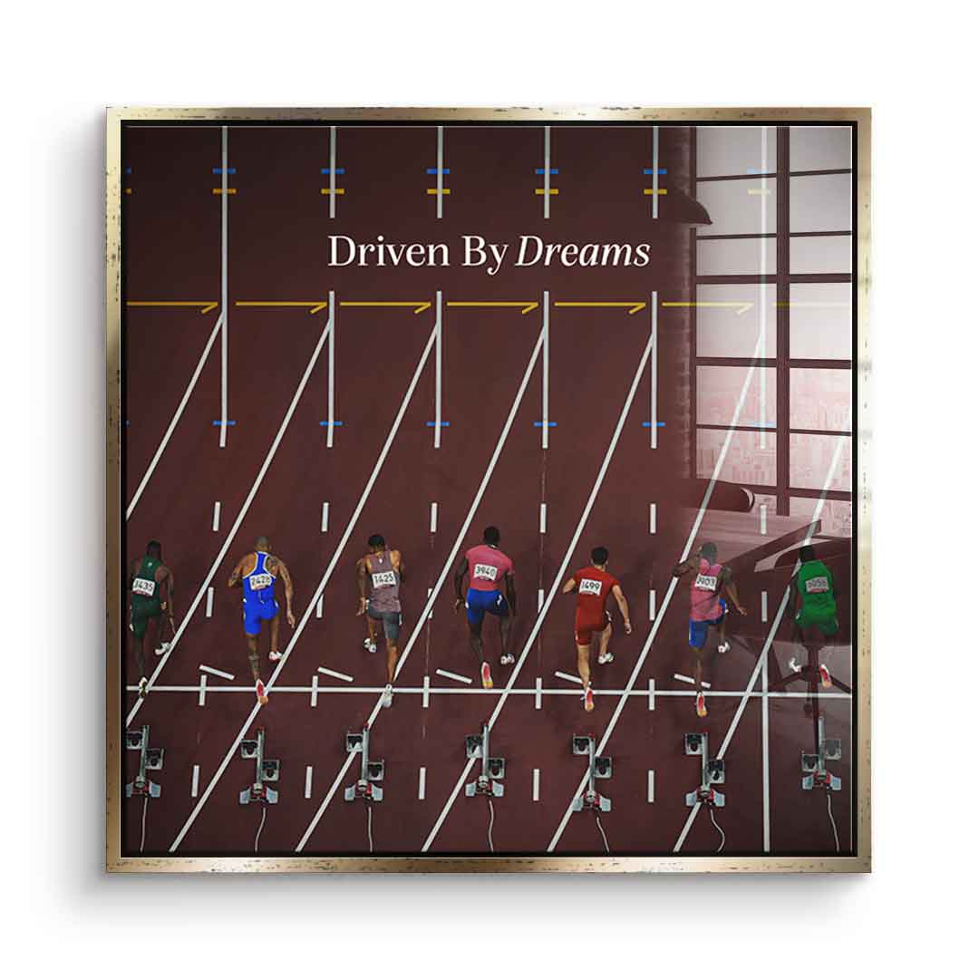 Driven by dreams #Athletics - Quadrat Edition - Acrylglasbild