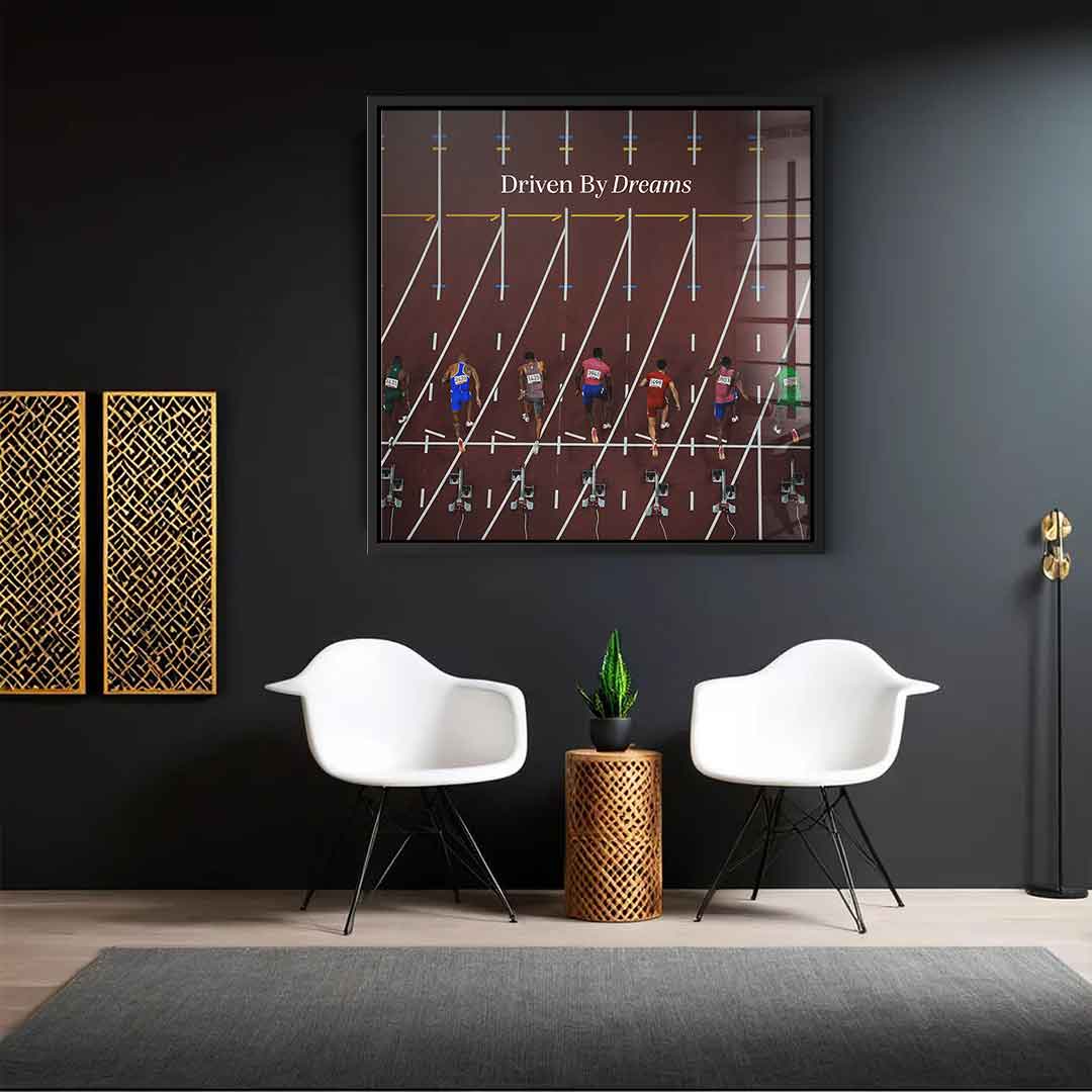 Driven by dreams #Athletics - Quadrat Edition - Acrylglasbild