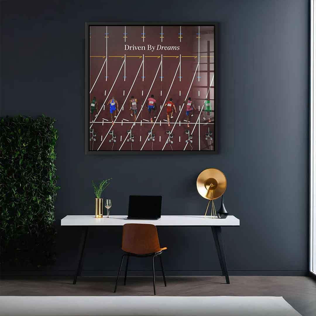 Driven by dreams #Athletics - Quadrat Edition - Acrylglasbild