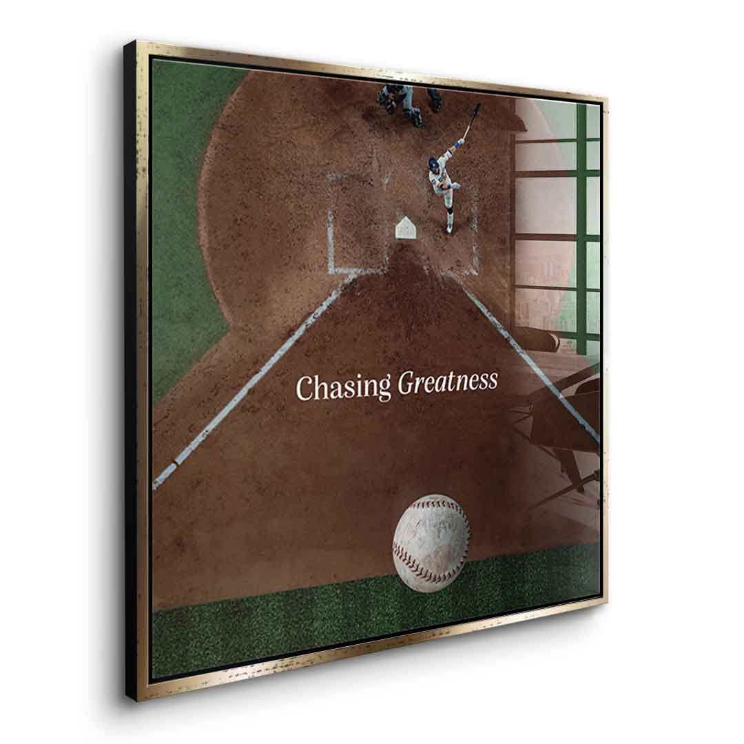 Chasing Greatness #Baseball - Quadrat Edition - Acrylglasbild