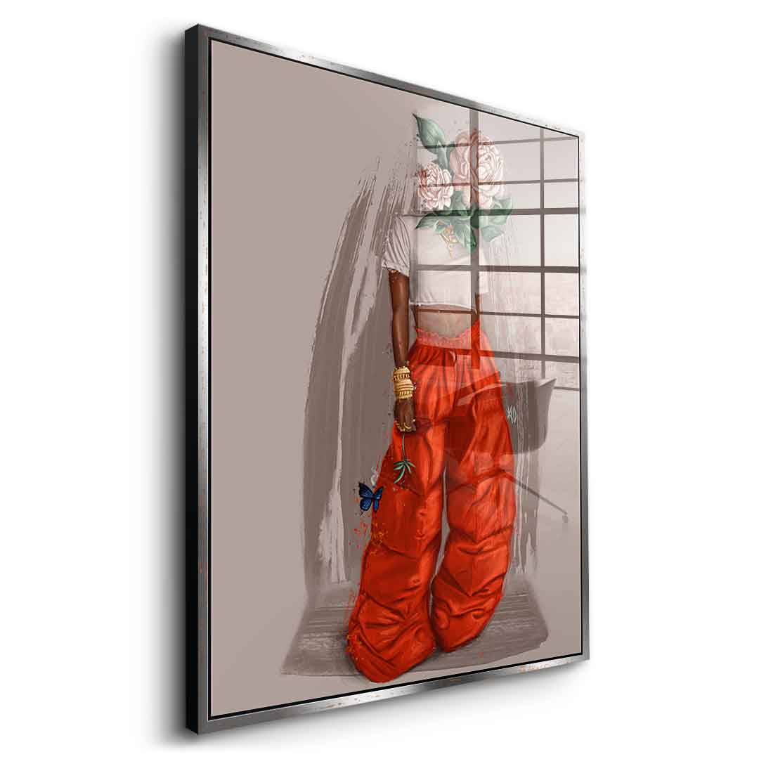 Beige Flower Head - Acrylic glass