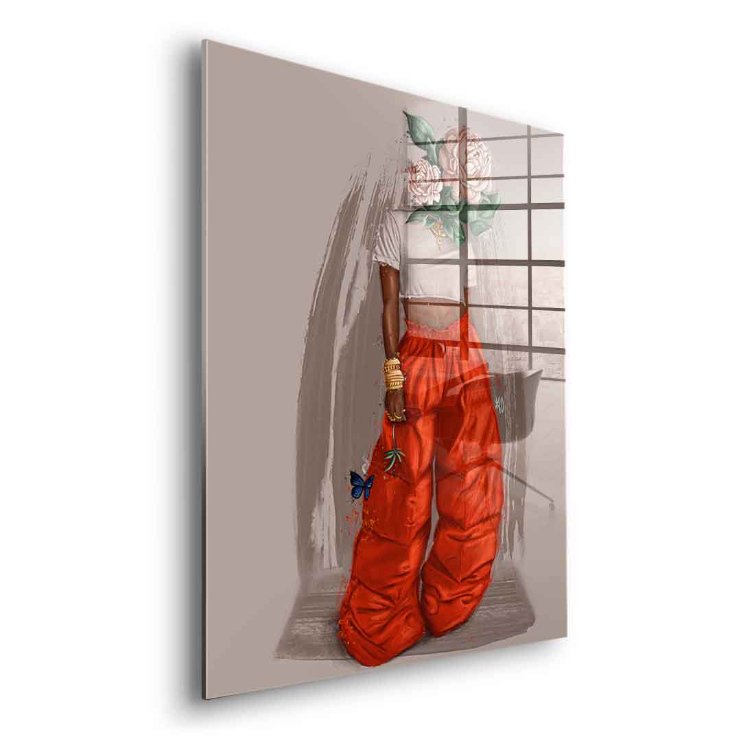 Beige Flower Head - Acrylic glass