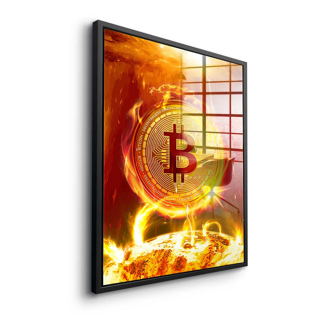 Bitcoin on Fire - Acrylglas
