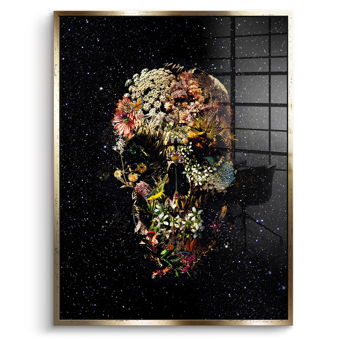 Black Flower Skull - acrylic glass