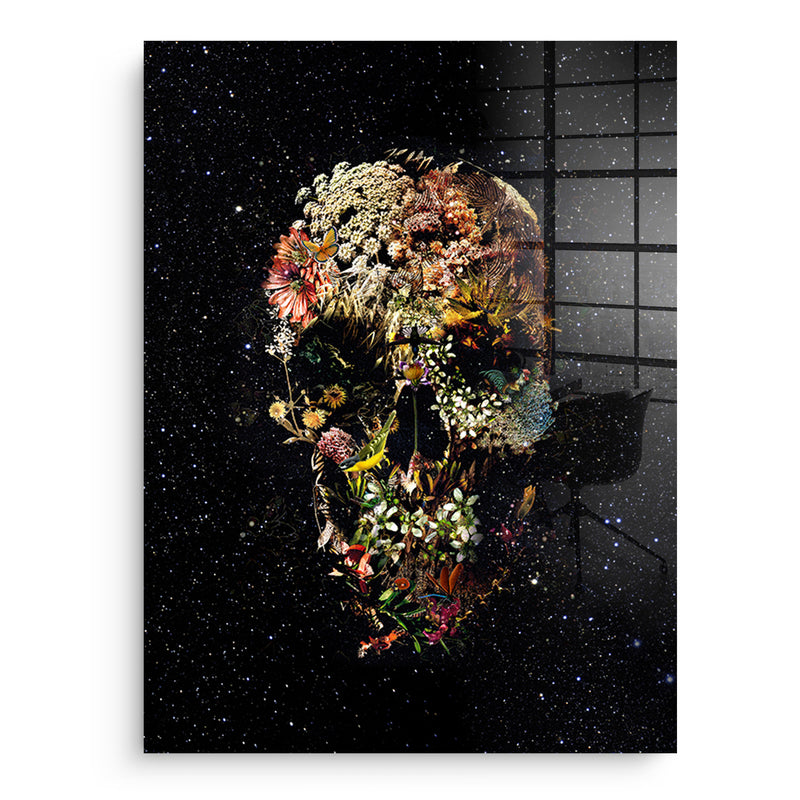 Black Flower Skull - Acrylglas