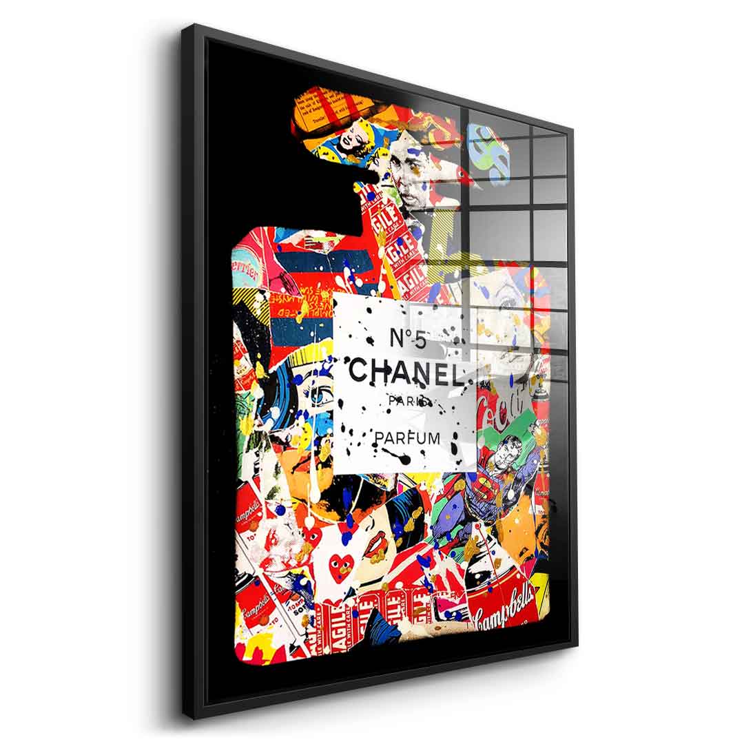 CHANEL N°5 Parfum アートキャンバス シャネルモチーフ アート Acrylglasbild Chanel N°5 Parfum Pop Art hochkant Wandbild
