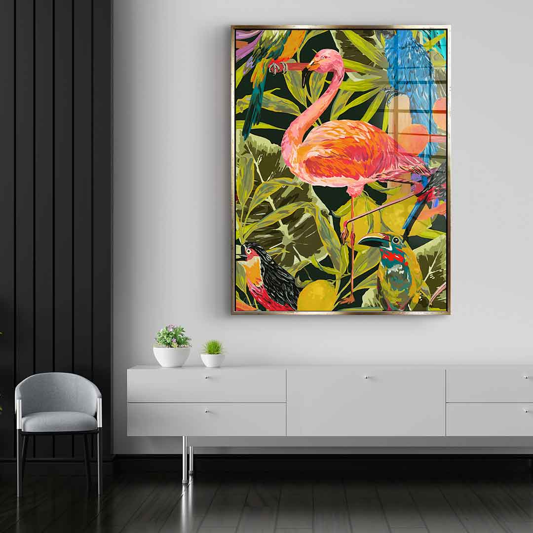Jungle flamingo - acrylic glass