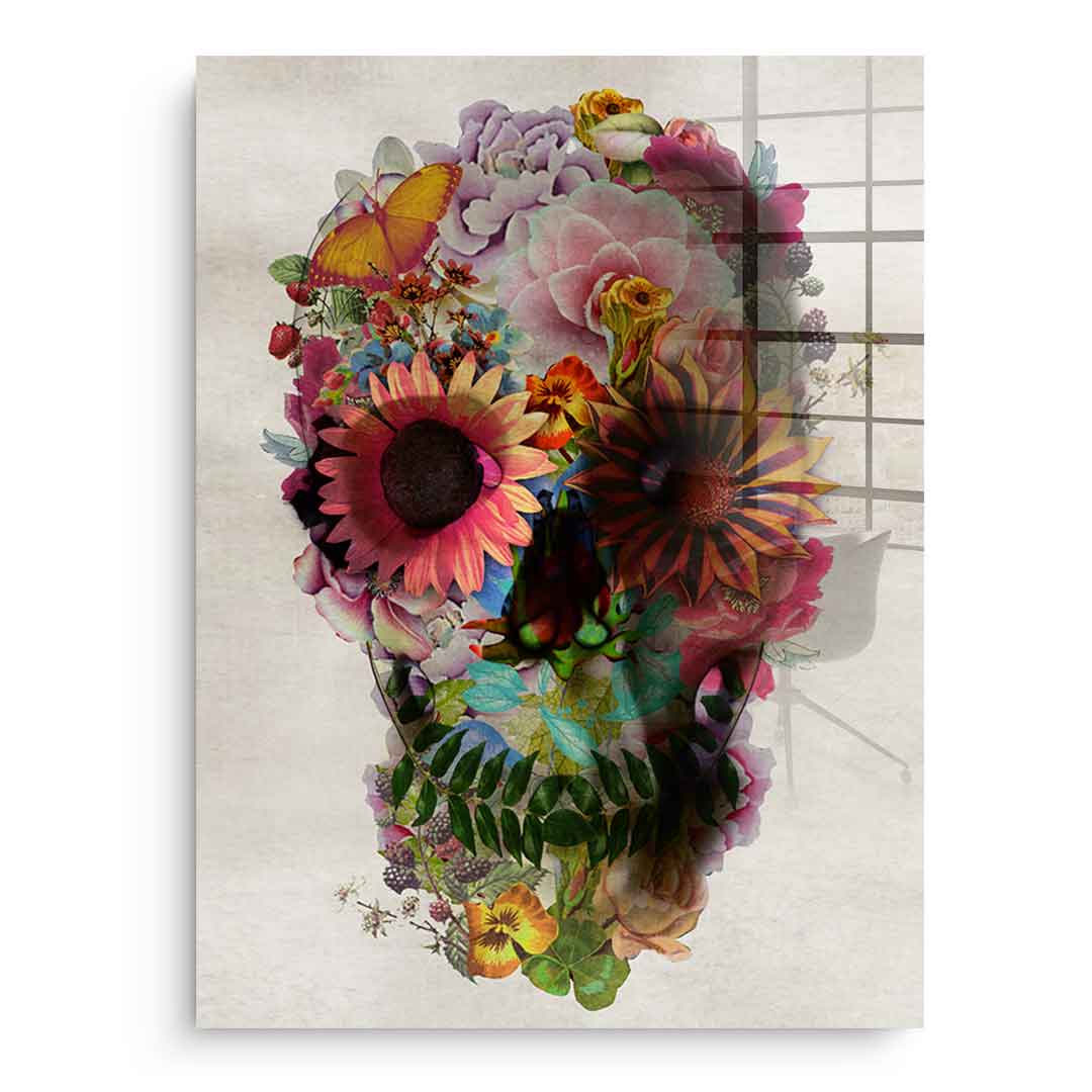 Flower Skull 2 - Acrylglas