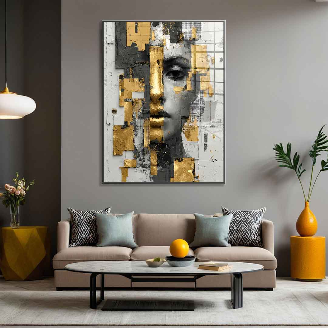 Gold White Half Face - Acrylic Glass