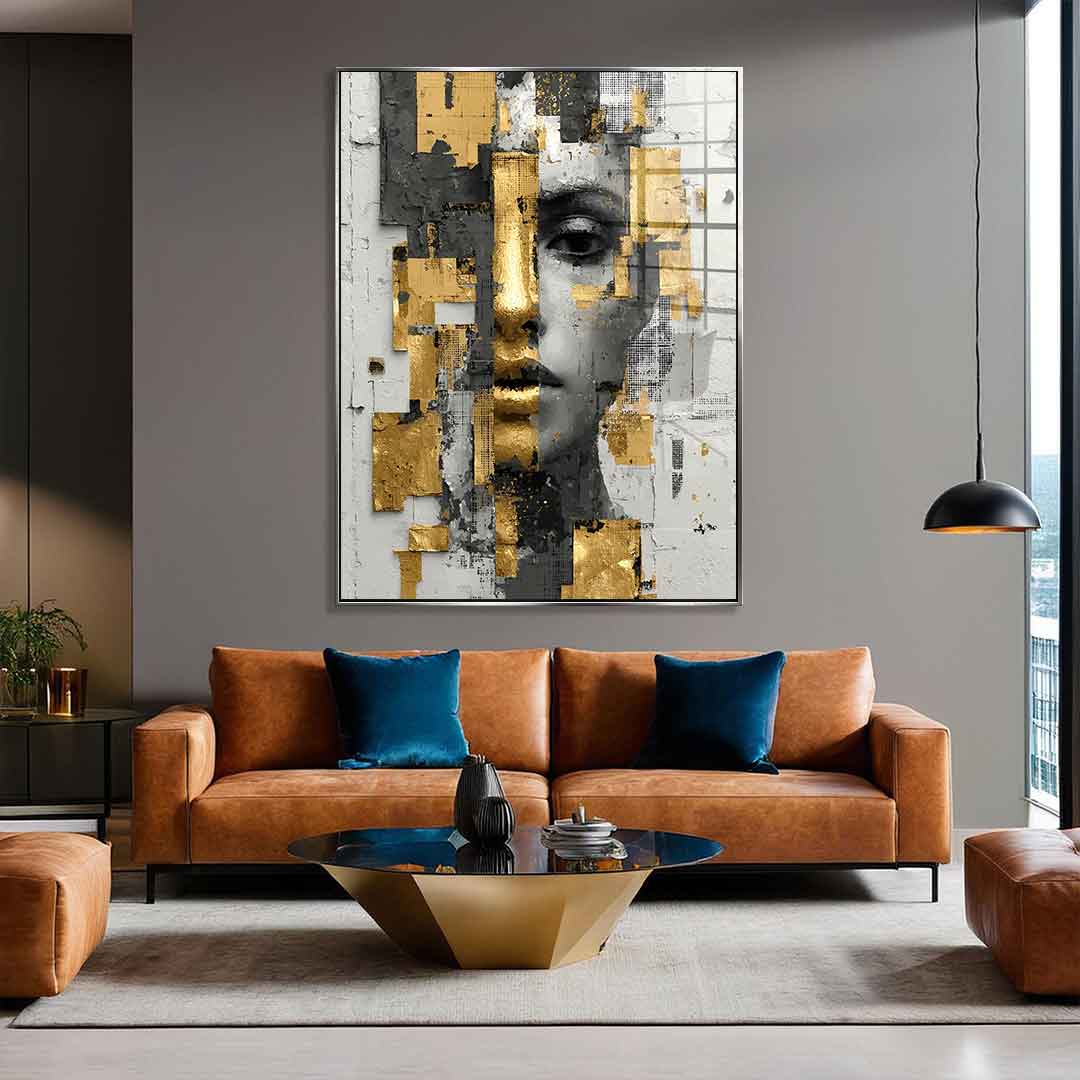 Gold White Half Face - Acrylic Glass