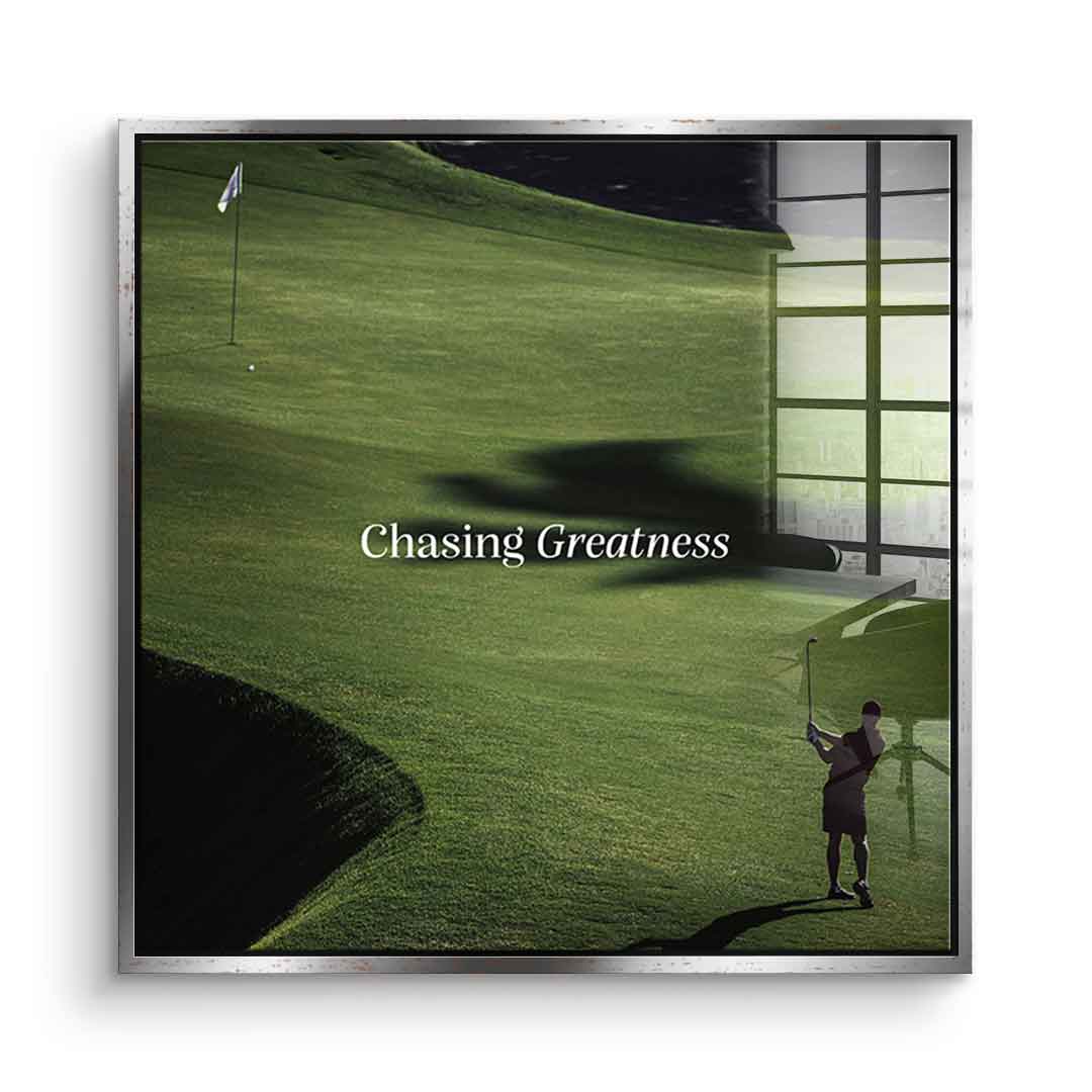 Chasing Greatness #Golf V2 - Square Edition - Acrylic Glass Print