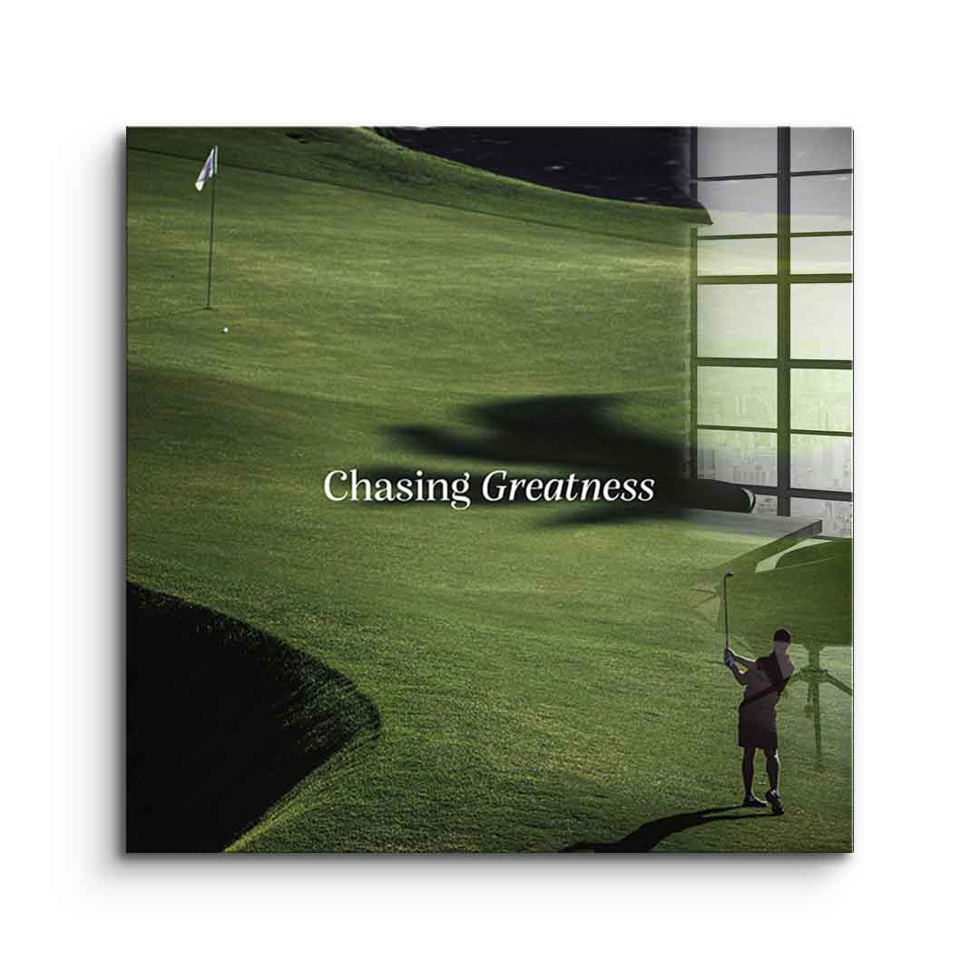 Chasing Greatness #Golf V2 - Quadrat Edition - Acrylglasbild