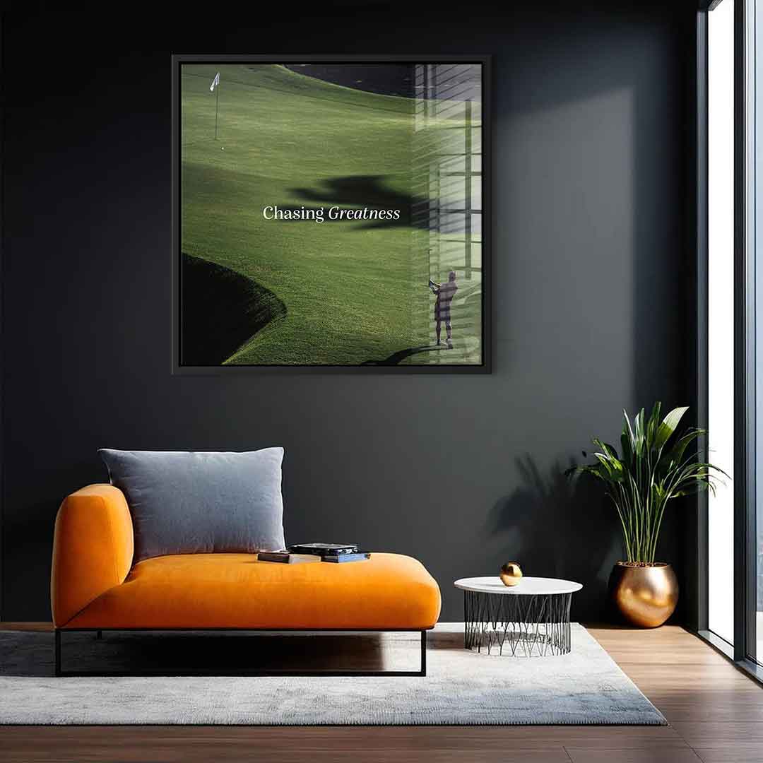 Chasing Greatness #Golf V2 - Square Edition - Acrylic Glass Print