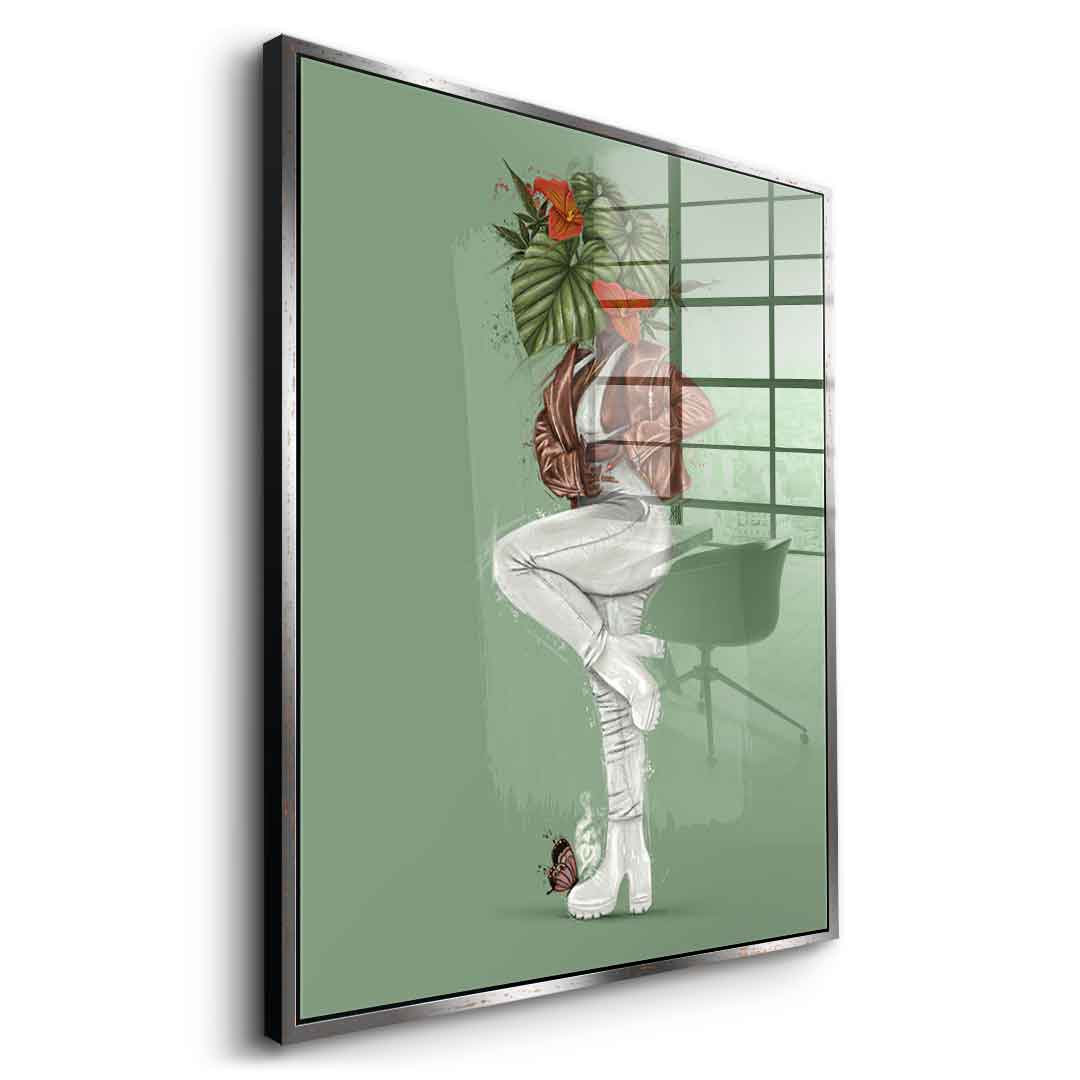 Green Flower Head - Acrylic glass