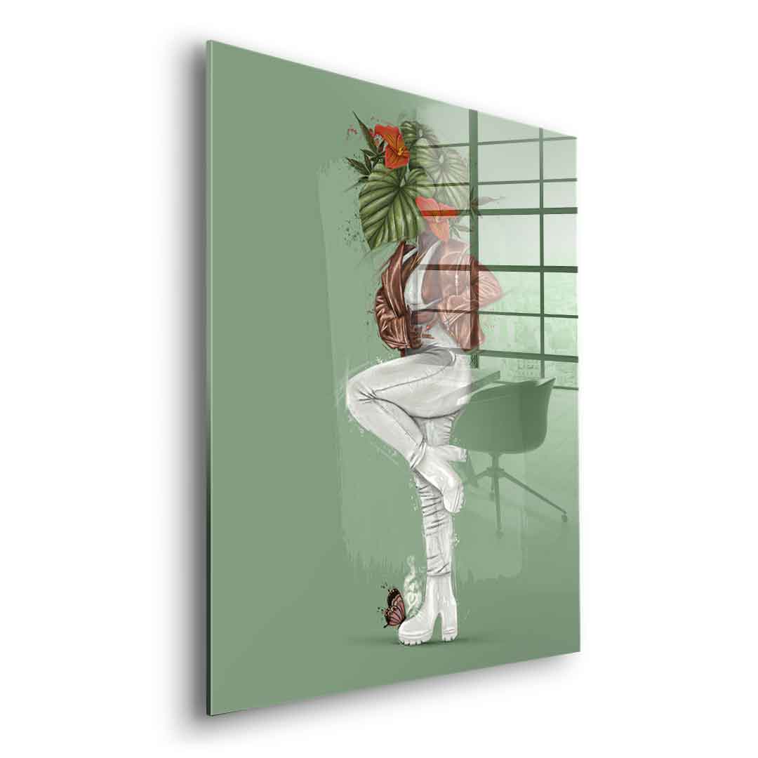 Green Flower Head - Acrylic glass