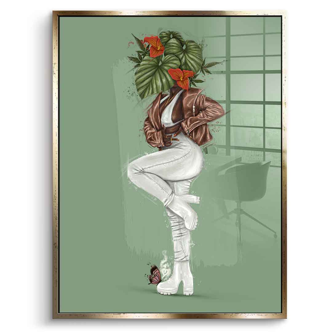 Green Flower Head - Acrylic glass