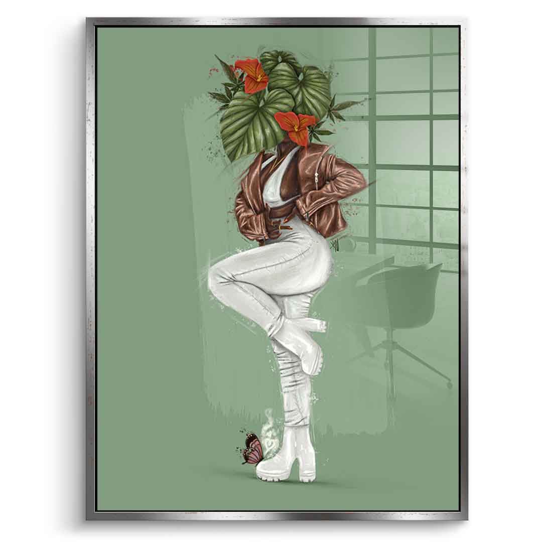 Green Flower Head - Acrylic glass