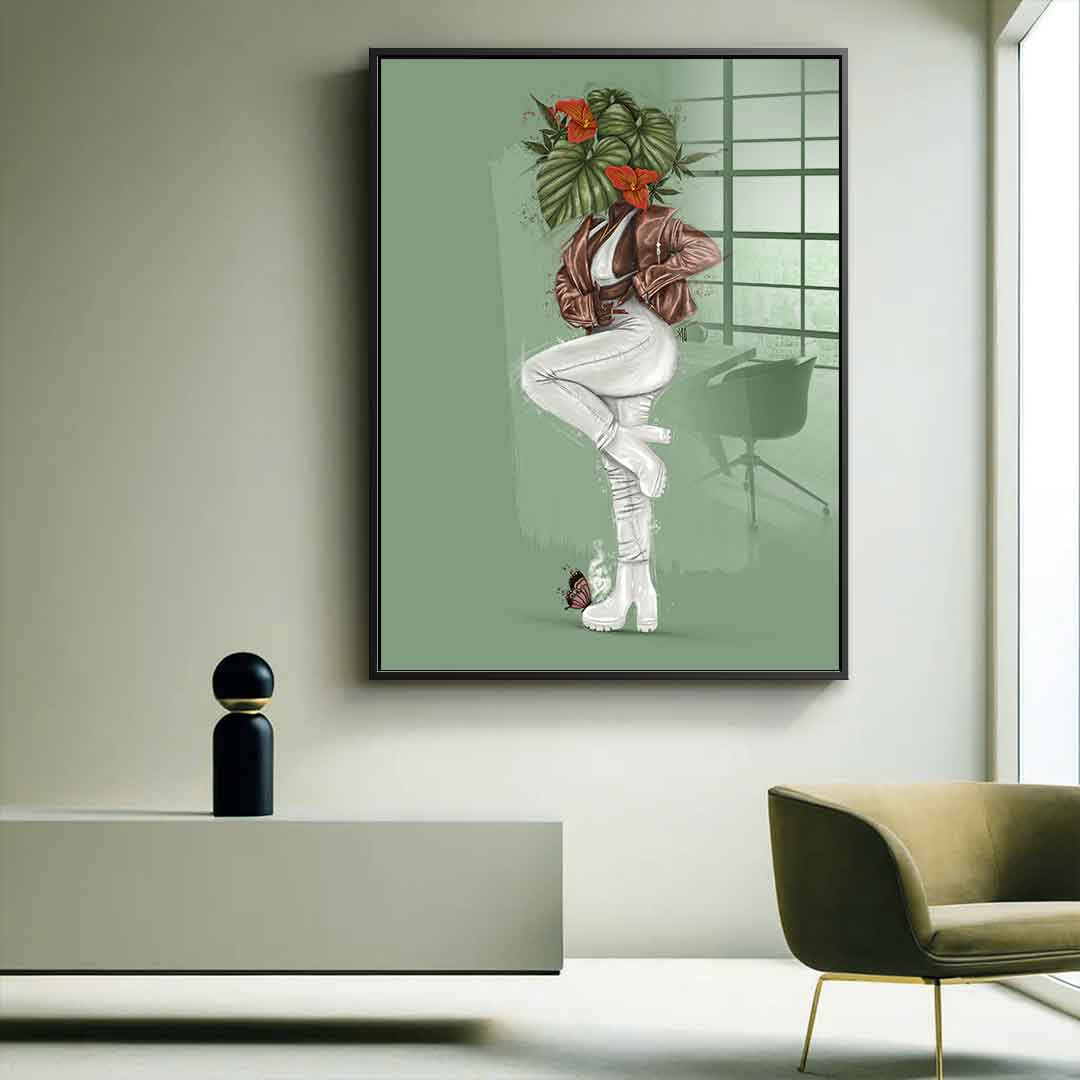 Green Flower Head - Acrylic glass