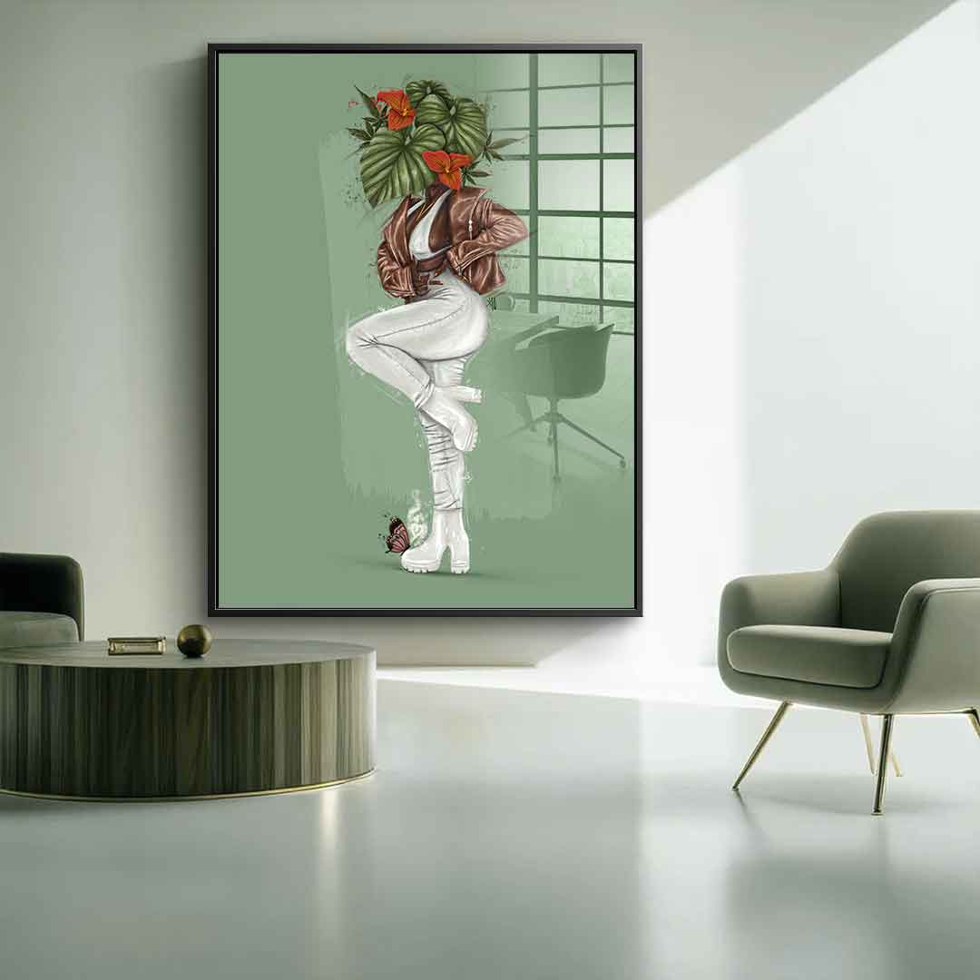 Green Flower Head - Acrylic glass