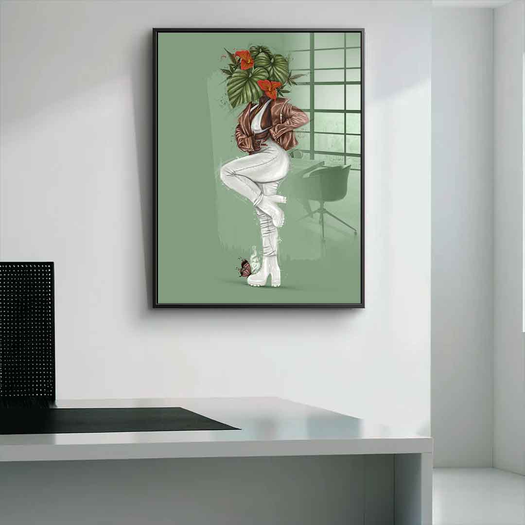 Green Flower Head - Acrylic glass