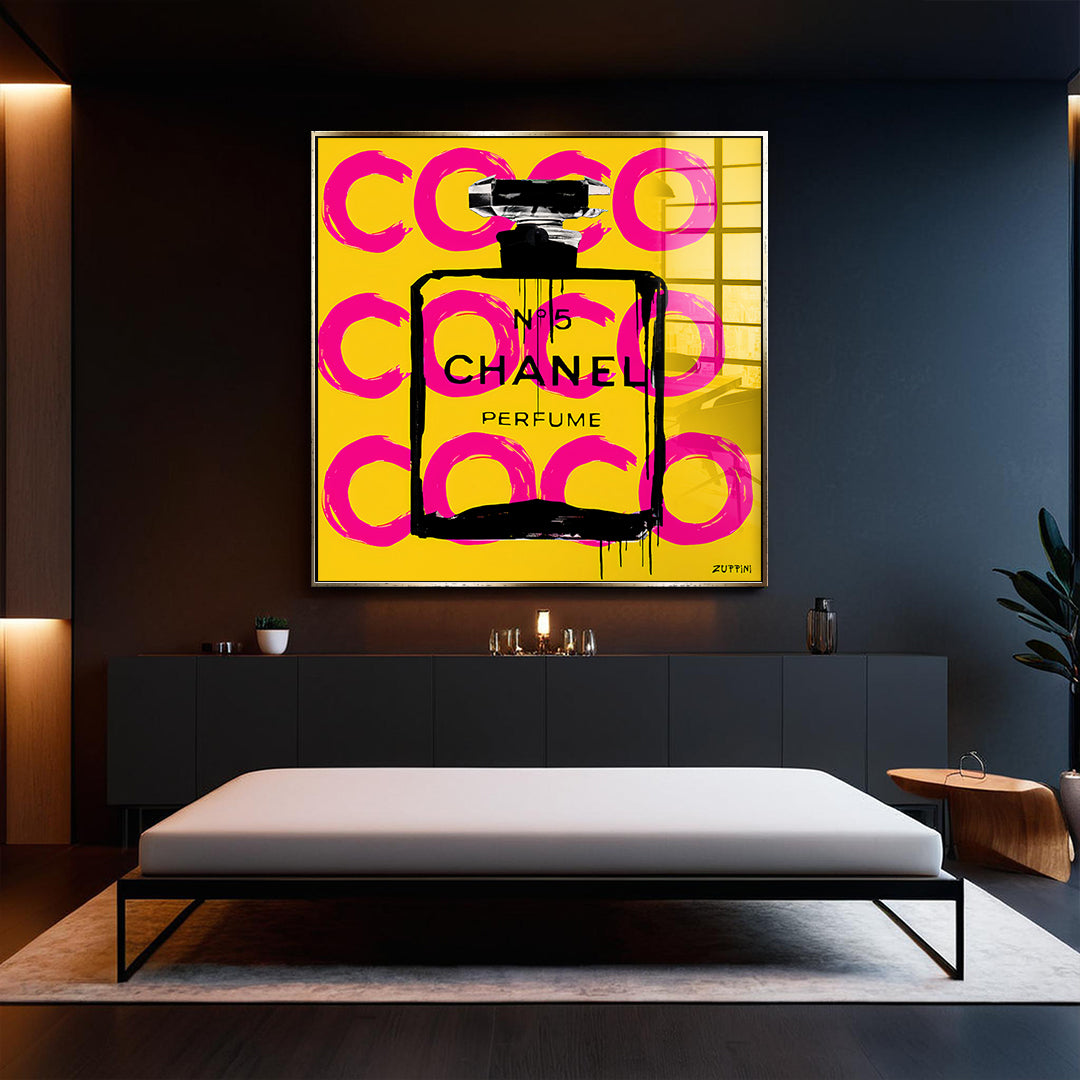 輸入雑貨　強化ガラス　硝子アート　『CHANEL』　特大ガラスアート　200cm Acrylic glass print Haos Coco Chanel No. 5 Pop Art wall art print
