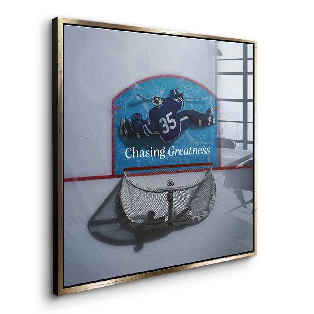 Chasing Greatness #Hokey - Quadrat Edition - Acrylglasbild