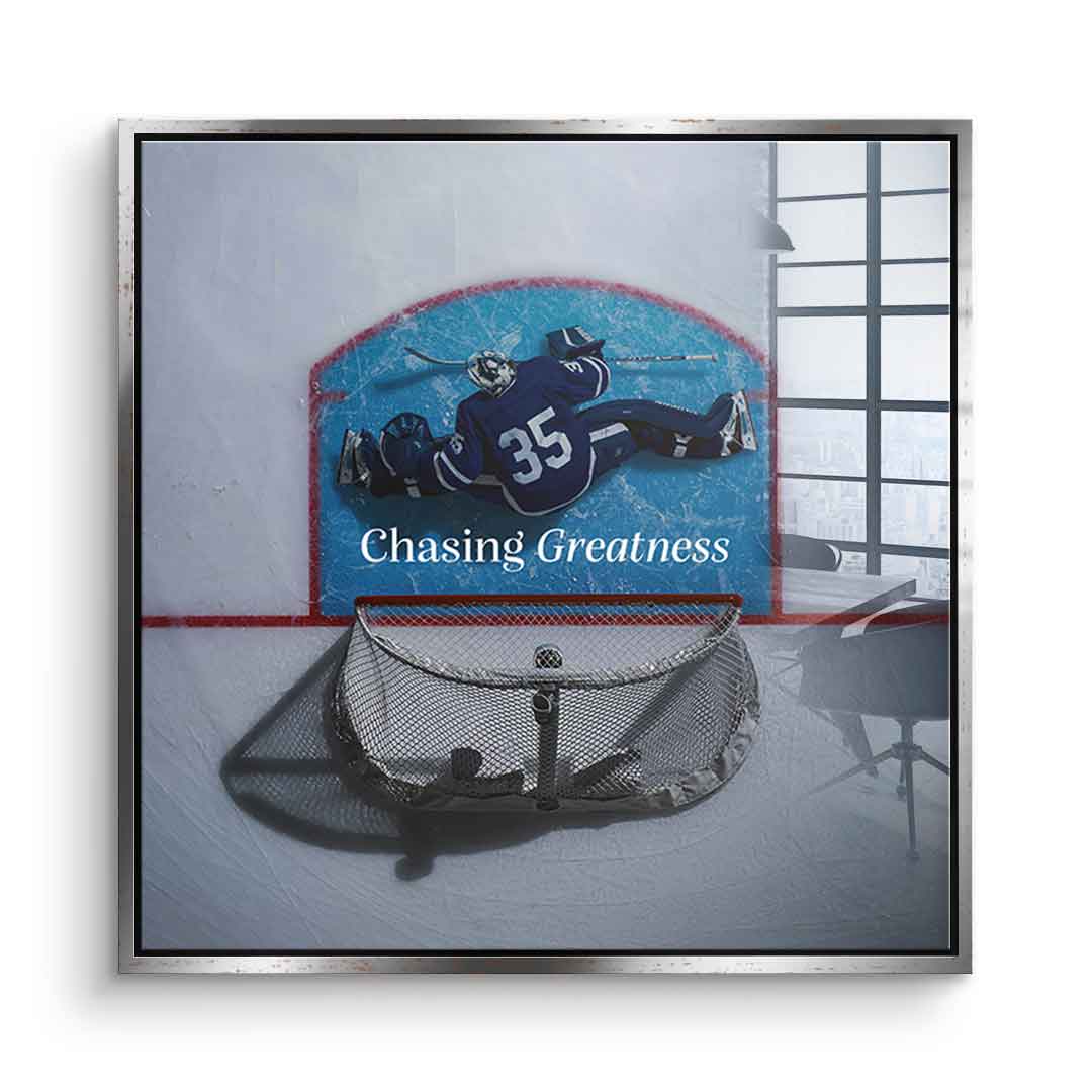 Chasing Greatness #Hokey - Square Edition - Acrylic Glass Print