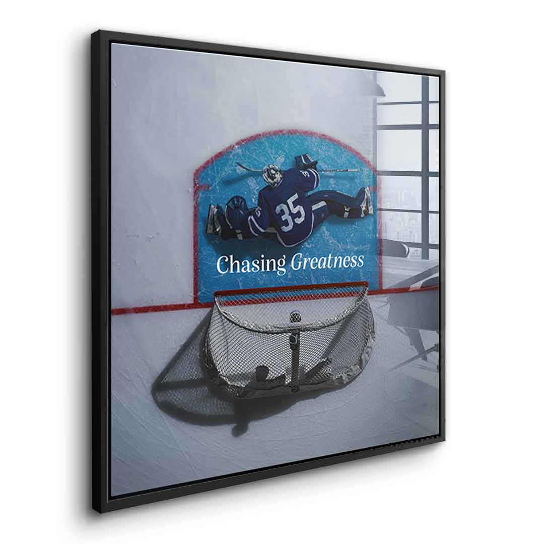 Chasing Greatness #Hokey - Quadrat Edition - Acrylglasbild