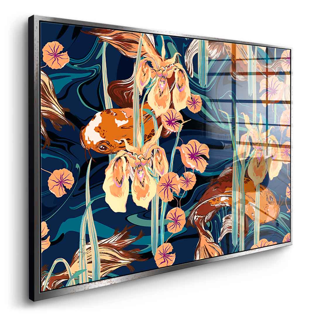 Koi Flower Spin - Acrylglas