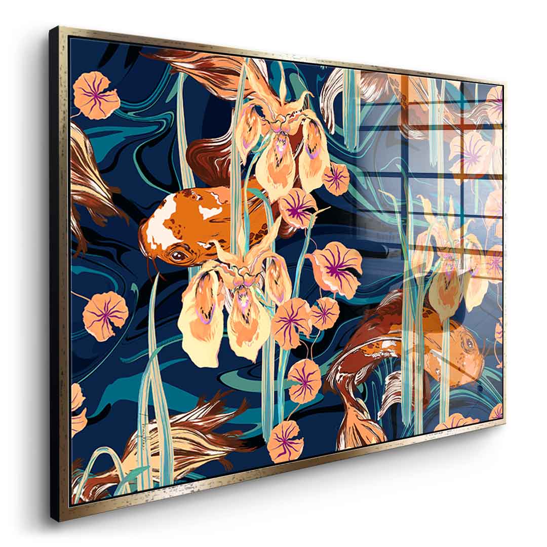 Koi Flower Spin - Acrylglas