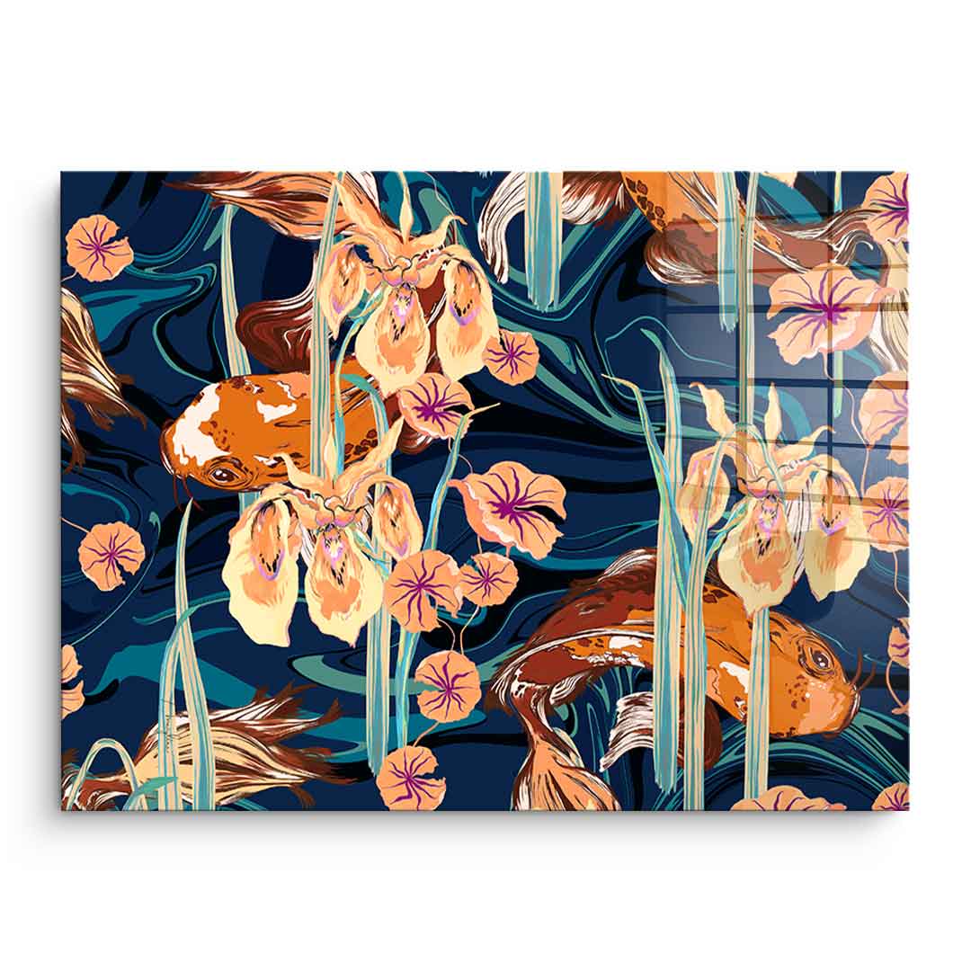 Koi Flower Spin - Acrylglas