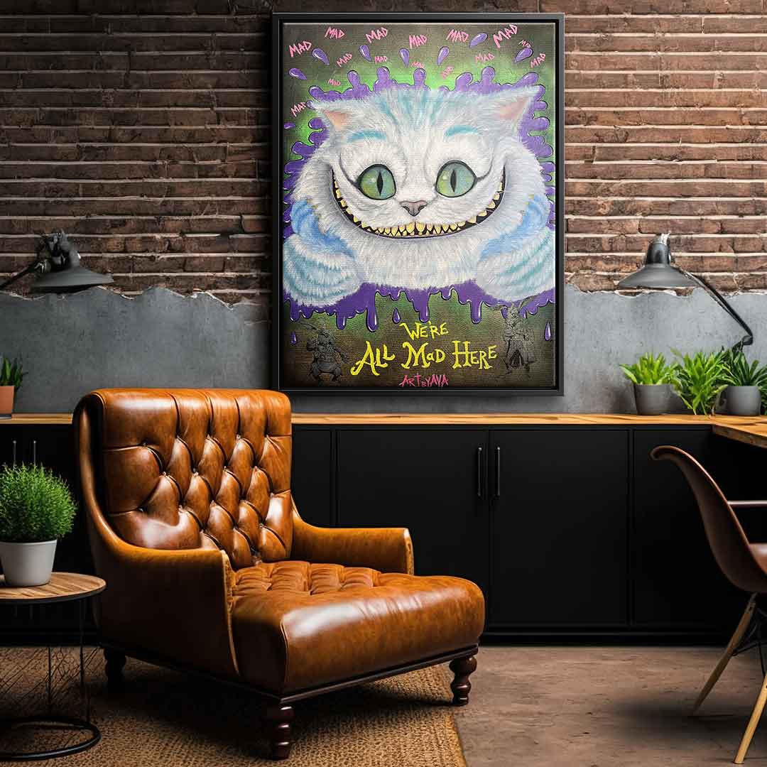 Leinwandbild Mad Cheshire Cat Grinsekatze Alice im Wunderland Comic