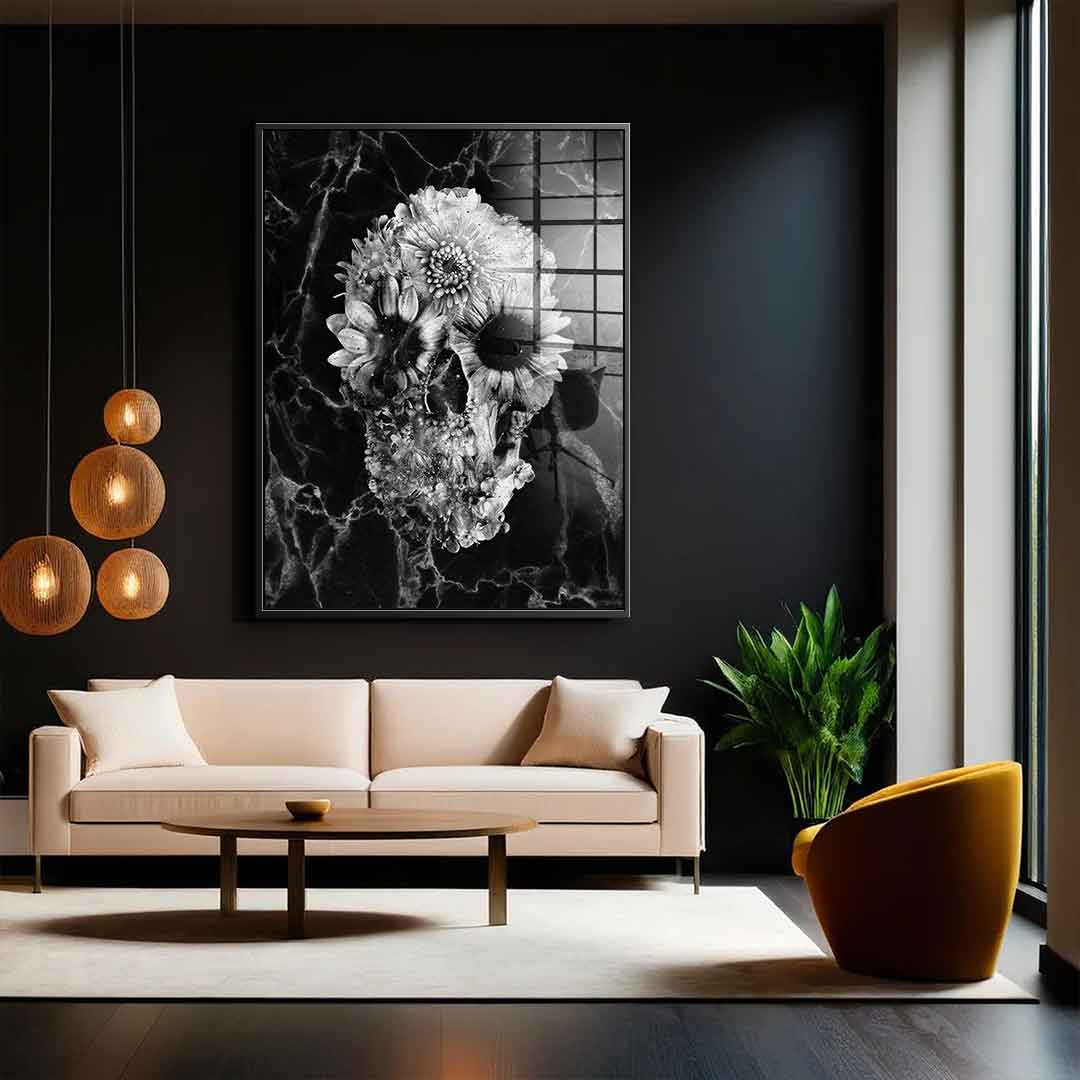 Marble Floral Skull - Acrylic glass